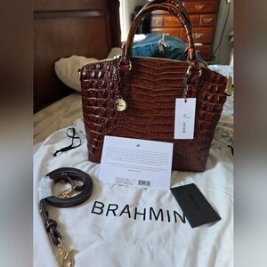 NWT Duxbury Satchel Pecan Melbourn Crocodile Embossed Women's Bag. XL. $380